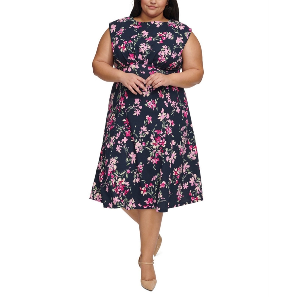 Calvin Klein Plus Size Printed Midi Dress 16W